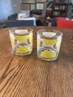 Colony Yellow Daisy Cocktail Glasses Mcm Vintage Set Of 2