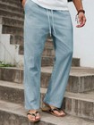 Men s Summer Cotton Linen Pants Lightweight Breathable Straight Leg Casual Beach