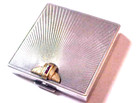 Art Deco Tiffany Style Sterling Silver  4k Compact With Rubies