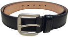 Men s Genuine Leather Casual Dress Plain Black Belt W  Silver Buckle M l xl