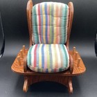 Vintage Wooden Sewing Pin Cushion Rocking Chair Design Padded Thread Holder
