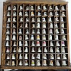 Vtg Thimbles Display Case With 100 Thimbles Unique Lot Wooden Wall Bone China