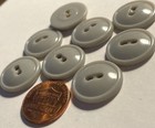Set Of 8 Vintage Nos Domed Glossy Gray Plastic 2-hole Buttons 3 4  19mm 14833
