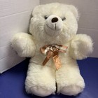 Cuddle Wit Teddy Bear Cream Plush Stuffed Brown Satin Ribbon Vintage 16    Rare