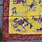 Vintage Silk Hand Stitched Western Cowboy Rodeo Bandana Green Orange Wild Rag