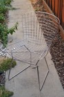 Bertoia Style Chrome Wire Side Chair Mid Century Modern With Black Seat Cushion