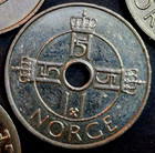 Norway 1 Krone Coin With Hole - Random Year 1997 - 2016 - Circulated Money