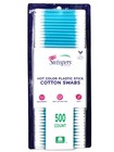 Swisspers Hot Color Cotton Swabs  100  Cotton  Plastic Sticks   6 Pack 