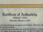 Framed Widows Mite Ancient Bronze Coin Lepton Certificate Of Authenticity - 1278