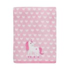 Pink White Heart Unicorn Baby Blanket Soft Plush Lovey 30 x40  Parents Choice