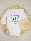 Personalised  coming Soon  Baby Vest grow - Boy girl Baby Pregnancy Announcement