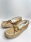 Minnetonka Loafers Womens Size 5 Faux Fur Tan Leather Slip On Casual Shoes New