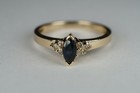 Natural Sapphire And Diamond Ring  14k Solid Yellow Gold Size 6 75