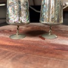 Pair Vintage Alpaca Silver   Abalone Cordial Mini Goblet Set Made In Mexico