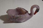  Boyd Opalescent Lavander hand Painted Swan Salt Cellar