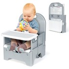 Portable High Chair With Tray  Grey   Foldable Booster Seat  For Travel Toddl   