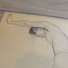 Vintage Original Nude Male Standing Drawing Sketch Graphite Pencil Art 18  X 24 