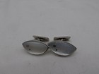 Pair Of Vintage Sterling Silver   Mother Of Pearl Men s Oval Cuff Links  370