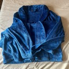 Ross Michaels Mens Bathrobe L xl Big   Tall - Navy Blue Long Plush Shawl
