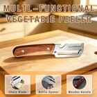 2026 New 3 In 1 Vegetable Peeler With Wooden Handle stainless Steel Blade Peeler