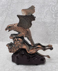 Vintage Eagle Attacking Lion Tabletop Lighter Japan Works Flame From Beak 1970s