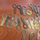 Lot Of 30 Mix Marked Pancake Padlock 6 Lever Push Keys  Antique Vintage Lot  30