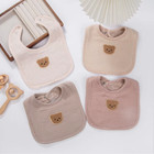 Cute Bear Muslin Cotton Baby Bibs Saliva Towel U-absorbent Pockets Korean Childr
