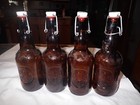 Vintage Grolsch Beer Bottles Brown Lot Of 4 - Porcelain Top And Wire Bail Clasp