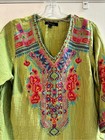 Calessa Embroidered Green Tunic Size Pl Boho Artsy Colorful Cotton