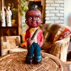 Vintage Japan Celluloid Boy With Instrument Toy - Americana - 7 5  Tall