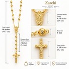 Rosary Necklace 14k Gold Plated 6mm Beaded Guadalupe  Jesus Cross