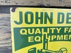 Vintage 12x9  John Deere Farm Equipment Pump Station Porcelain Gas Oil Sign