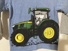 John Deere Tractor Youth Size 7  Blue Graphic Print Long Sleeve Shirt