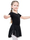 Girls Ballet Leotard With Skirt Cotton Short Sleeve Toddler Dance Outfits Cro   