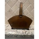 Vintage Copper Brass Letter Holder Napkin Basket Punched Metal Decorative Caddy
