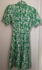 Vintage Casi Green Floral 100  Cotton  Dress Belted Collared  Sleeve 6