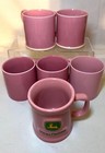 Set Of 6 Pink Ceramic Mugs  1 With John Deere Logo Approx  3 5 