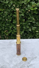 Vtg Brass Wood Grain Monocular Nautical Telescope Spyglass Sailing 3-draw