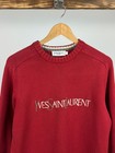 Vintage 90s Yves Saint Laurent Embroidered Logo Red Sweater Size S
