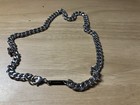 Viceroy Mens Necklace Stainless Steel Cuban Curb Link Chain Black Logo Bar Plate