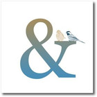 Ampersand And With Birds - Iron On Heat Transfer  8 By 8-inch  For White Materia