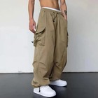 Multi Pocket Drawstring Cargo Pants Loose Casual Unisex Polyester Trousers Style