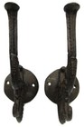 Lot Of 2 Antique-style Victorian Style Cast Iron Rustic School Coat Hat Hooks