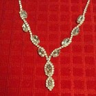 Silver Tone Clear Crystal Marquise Necklace   Dangle Earrings Jewelry Set