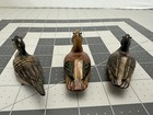 Vintage Miniature 3in Hand Carved Painted Wooden Ducks Decoy Set Of 3