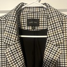 Love Tree Plaid Double-breasted Lined Blazer W  Pockets  Black white M