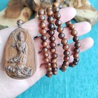 108 Natural Wood Prayer Beads Blessing Mala Necklace Guanyin Buddha Pendant