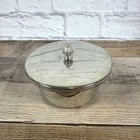Vintage Mcm 1950s Chrome Plated Round Lidded Butter Margarine Dish Serving Bowl