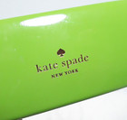 Kate Spade Eyeglass Case Storage Hard Clamshell Blue Green Cleaning Cloth Vtg