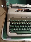 1950 s Royal Quiet De Luxe Portable Typewriter Green Gold Case Vintage-working